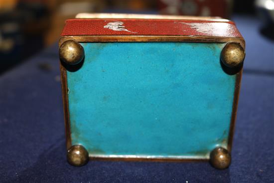 A Chinese cloisonne enamel bowl and a similar box